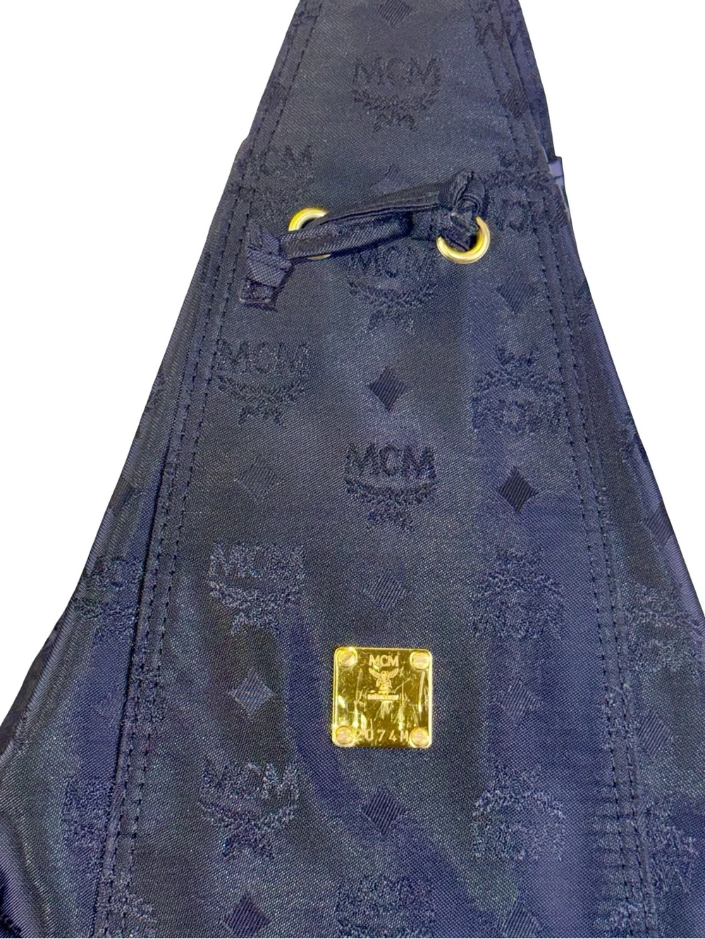 MCM BLACK NYLON MONOGRAM BACKPACK